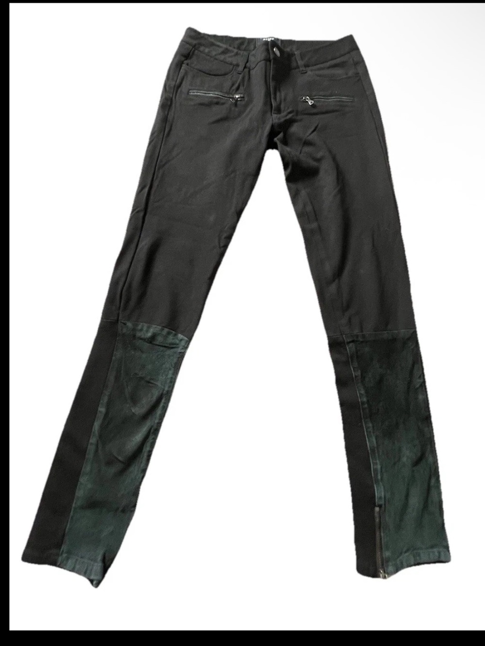 Paige Jeggings Women’s 27** Black Zippers Suede Skinny Punk Band Whimsigoth